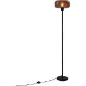 QAZQA Retro golvlampa svart med bronsglas - Bizle