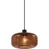 QAZQA Retro-pendellampa svart med bronsglas - Bizle
