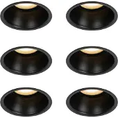QAZQA Set om 6 infällda spotlights svarta GU10 50mm IP44 - Dept