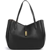 Ralph Lauren för kvinnor. 428935220002 Stor svart Tote-väska i skinn med Polo ID (OSFA), Casual, Hud