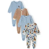 MINOTI Pyjamas ljusblå / brun / off-white