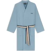 BOSS Cotton dressing gown with signature-stripe belt