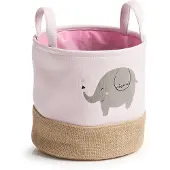 Zeller förvaringskorg Elefant, polyester/jute, rosa