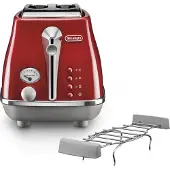 De'Longhi De’Longhi Icona Capitals, 2 skivor, Röd, Rostfritt stål, Knappar, Nivå, Rotations-, 900 W, 220 - 240 V