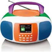Lenco Bärbar DAB+/FM-radio med Bluetooth, CD-spelare och stor LCD-färgdisplay Glada färger för barn