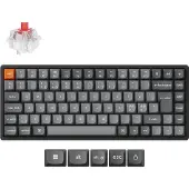 Keychron K2 MAX - Tangentbord - QMK, mekanisk - 75% - bakgrundsbelyst - trådlös - 2.4 GHz, Bluetooth 5.1, USB - QWERTY - Nordisk - tangentbrytare: Super Red - svart