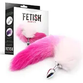 FETISH ADDICT Anal Plug with Pink& White Tail