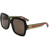 Gucci Square Womens Svarta Gröna Glitter och Röd Gröna Solglasögon GG0036SN
