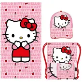 Hello Kitty handduk, gymväska och keps set