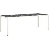 vidaXL Trädgårdsbord vit 250x100x75 cm konstrotting och härdat glas
