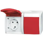 ABB 2CKA002084A0713 Skyddskontaktuttag med lock IP44 Rubinröd, Röd