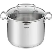 Tefal Duetto+ 22 cm kokgryta, Induktion, Högkvalitativt rostfritt stål, 10 års garanti, Nitade handtag, Glaslock