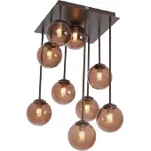 QAZQA Design taklampa brons med bronsglas 9-ljus - Aten