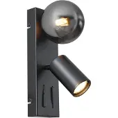 QAZQA Modern vägglampa svart 2-ljus justerbar med USB-C-port - Lesly