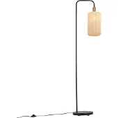 QAZQA Japandi Golvlampa Svart med Guld och Beige Skärm - Pluni