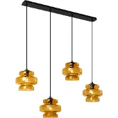 QAZQA Retro Pendellampa Svart med Orange Glas 4-ljus - Denise