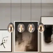 VIOKEF Glas pendellampa Melanie, Aluminium / grå / zink, Vardagsrum / matsal, Glas, Pendellampa