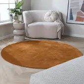 NATURL. Rund tvättbar matta | Vivid terrakotta hos Volero | Ø 80 cm | Polyester | Enfärgad | Rund | Låg lugg
