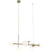 QAZQA Hotell Chic Pendellampa Guld med Opalt Vitt Glas 6-ljus - Monaco