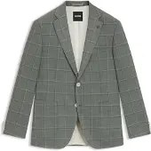 BOSS Regular-fit blazer in a checked wool blend
