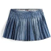Tommy Hilfiger Fållad Denim Mini Kjol