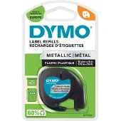 Dymo LT Märkband Bandfärg: Silver (metallic) Skriftfärg: Svart 12 mm 4 m