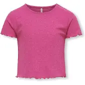 Kids Only T-shirt - Rib - Nej - KogNella - Raspberry Rose - - 13-14 år (158-164) - T-shirt