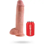 King Cock - dildo med sugpropp och pung - 28 cm - natur