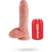 King Cock - dildo med pung - realistisk - 20 cm - natur