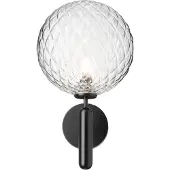 Nuura utomhusvägglampa Miira, Ø 20 cm, svart/klar dimbar, Svart, Metall, Skandinavisk