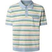 Pepe Jeans för män. PM702537 Preston Stripes grön polotröja (XXL), Casual, Bomull, Kort ärm