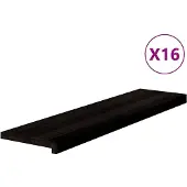 vidaXL Trappstegsmattor 16 pcs mörkbrun 100x25x2 cm massiv ek