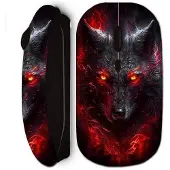 CAPACHEAP Souris sans fil maniacase - Noir - Loup noir feu rouge