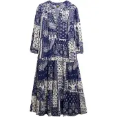 Superdry för kvinnor. W8012029A Blå vävd volangklänning (XS), Casual, Viskos, Lång ärm