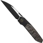 We Knife Brr15 WE24007-1 Blackwashed M390, Black Titanium Copper Foil Carbon Inlay, pocket knife, Rafal Brzeski design