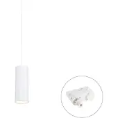 QAZQA Designpendellampa vit inkl. 3-fas skenadapter - 3-fas Tubo