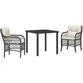vidaXL Trädgårdsmöbelset med kudde 3 pcs Beige Poly rattan