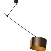 QAZQA Pendellampa Svart med Brons Sammetsskärm 35cm - Blitz