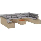 vidaXL Trädgårdsoffset 11 pcs beige och ljusgrå
