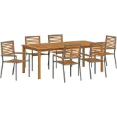 vidaXL Trädgårdsmöbelset 7 pcs Grå Massivt Akaciaträ