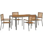 vidaXL Trädgårdsmöbelset 5 pcs Grå och Brun konstrotting