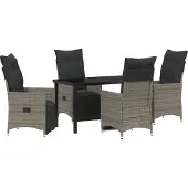 vidaXL Trädgårdsmöbelset med kudde 5 pcs Grå konstrotting