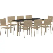 vidaXL Trädgårdsmöbelset 9 pcs Beige konstrotting