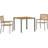 vidaXL Trädgårdsmöbelset 3 pcs Grå och Brun konstrotting