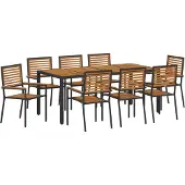 vidaXL Trädgårdsmöbelset 9 pcs Svart och Brunt konstrotting