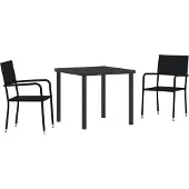 vidaXL Trädgårdsmöbelset 3 pcs Svart Poly rattan