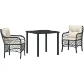 vidaXL Trädgårdsmöbelset med kudde 3 pcs Ljusgrå Poly rattan