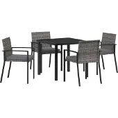 vidaXL Trädgårdsmöbelset 5 pcs Grå Pulverlackerat stål