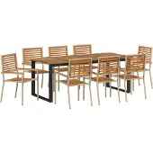 vidaXL Trädgårdsmöbelset 9 pcs Beige Massivt Akaciaträ