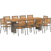 vidaXL Trädgårdsmöbelset 11 pcs Grå och Brun konstrotting